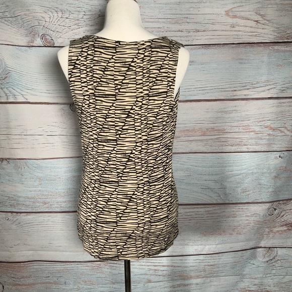 Tank top cowl neckline short sleeve tan and black - Picture 3 of 4